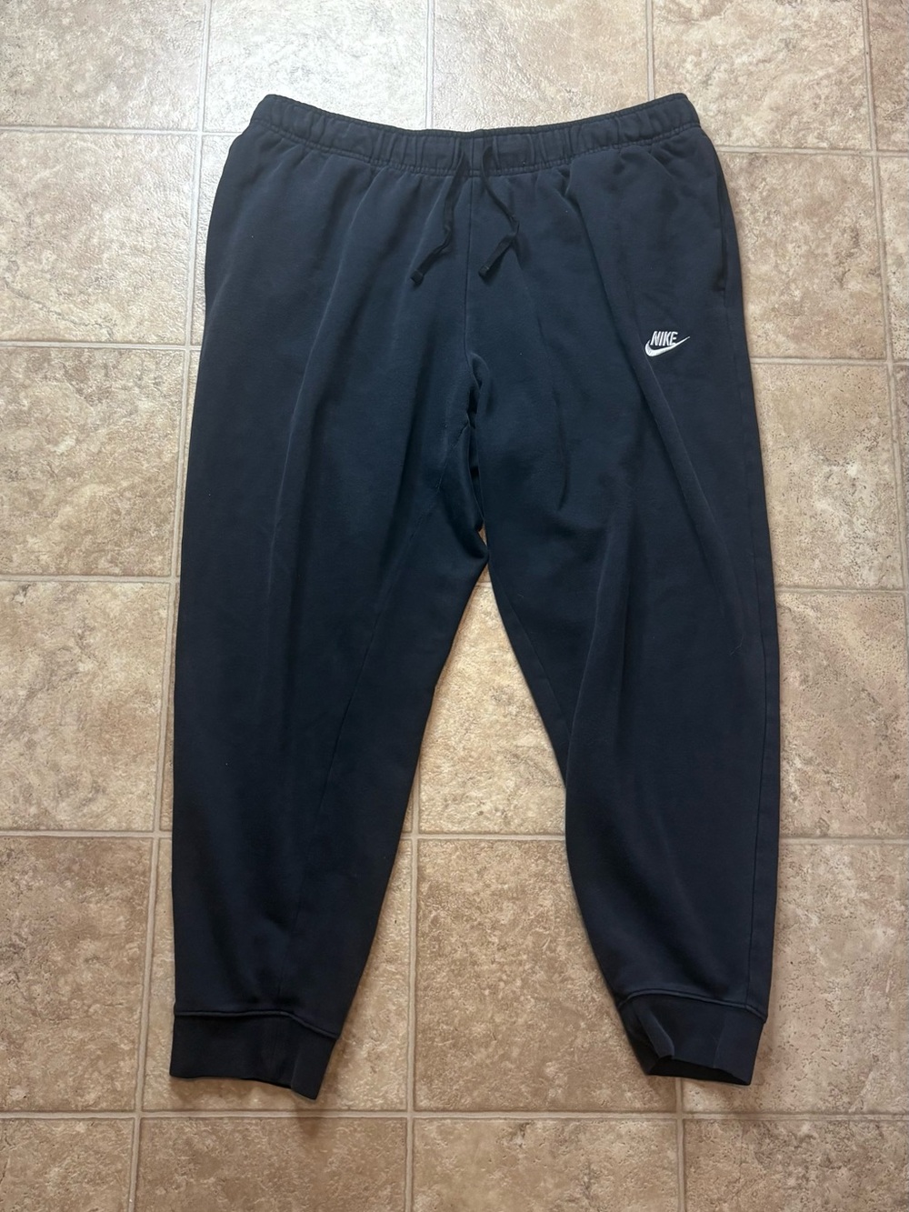 Nike Men’s XL Black Fleece Joggers with White Swoosh